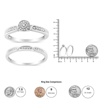 .925 Sterling Silver Diamond Accent Frame Twist Shank Bridal Set Ring and Band (I-J Color, I3 Clarity)