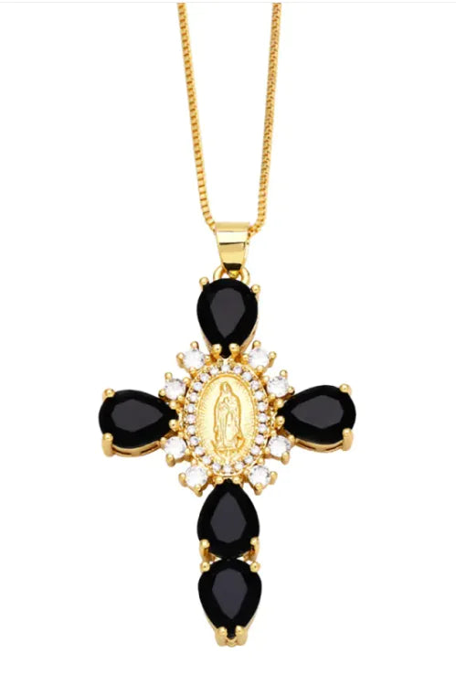 European And American Micro Zircon-inlaid Pendant Creative Personality Virgin Cross Necklace