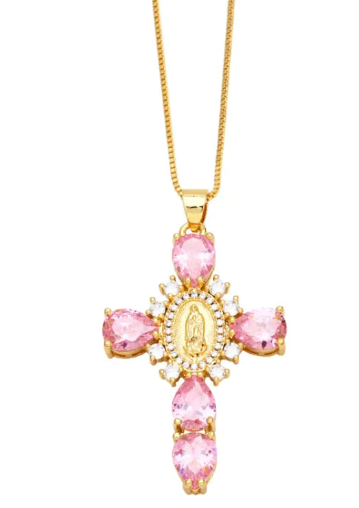 European And American Micro Zircon-inlaid Pendant Creative Personality Virgin Cross Necklace