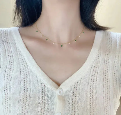 Emerald-plated Gold-plated Clavicle Chain