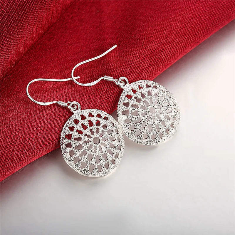 Silver-Plated Hollow Disc Earrings