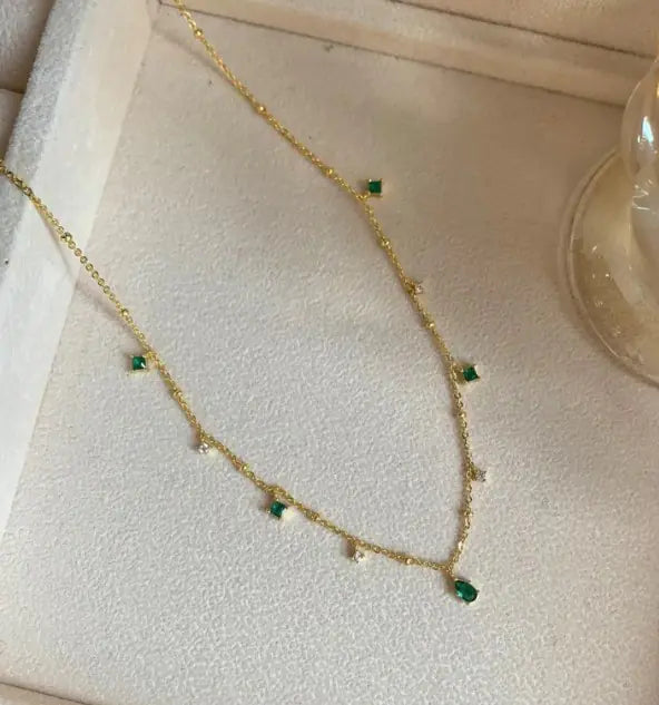 Emerald-plated Gold-plated Clavicle Chain