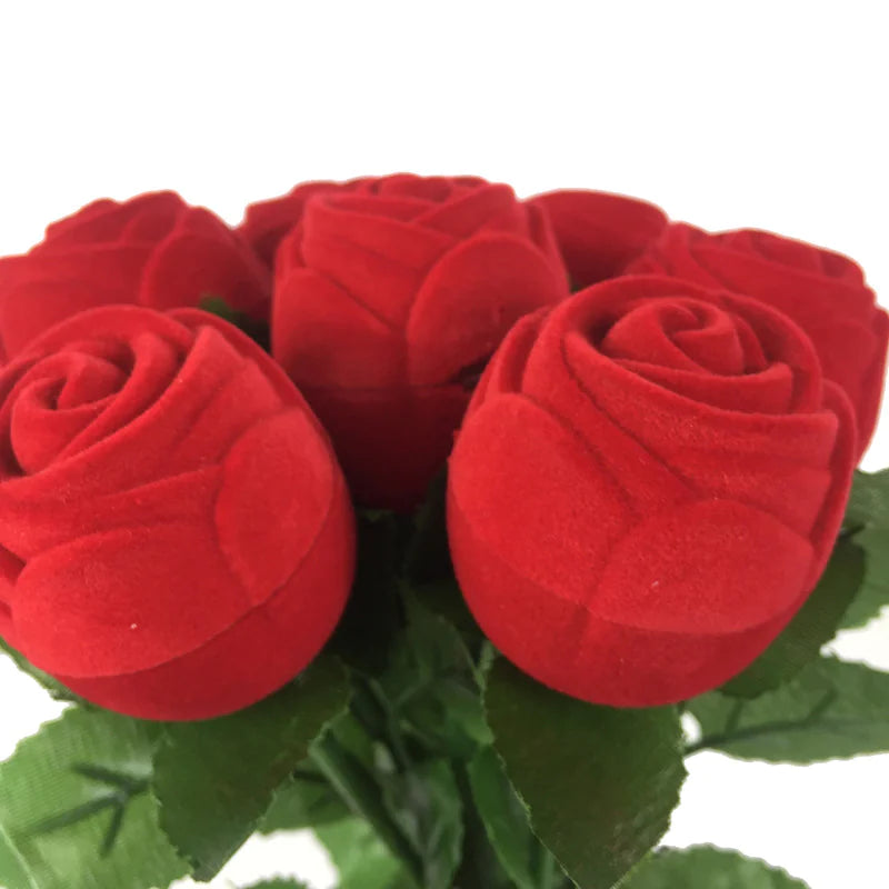 Portable 3D Rose Jewelry Box for Rings & Earrings