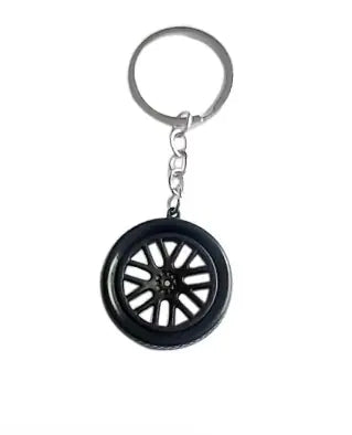 Car Gear Head Keychain with Turbo, Brake Disc, and Shock Absorber Pendants