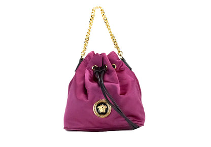 Versace Small Dahlia Nylon Medusa Pendant Bucket Chain Crossbody