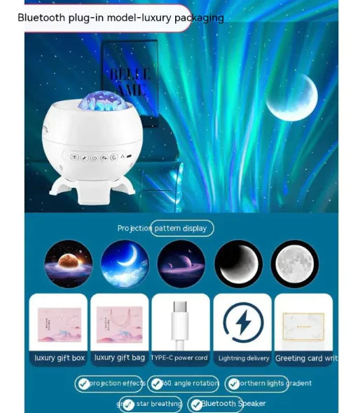 Northern Lights Starry Sky Projector Small Night Lamp Bedroom Atmosphere